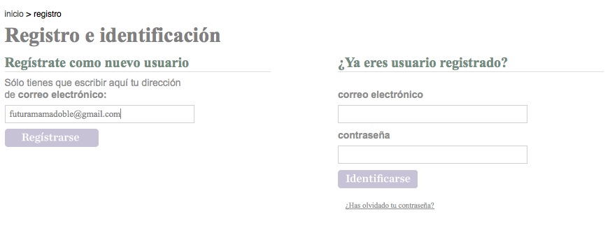 Registrarse como usuario Registrarse como usuario